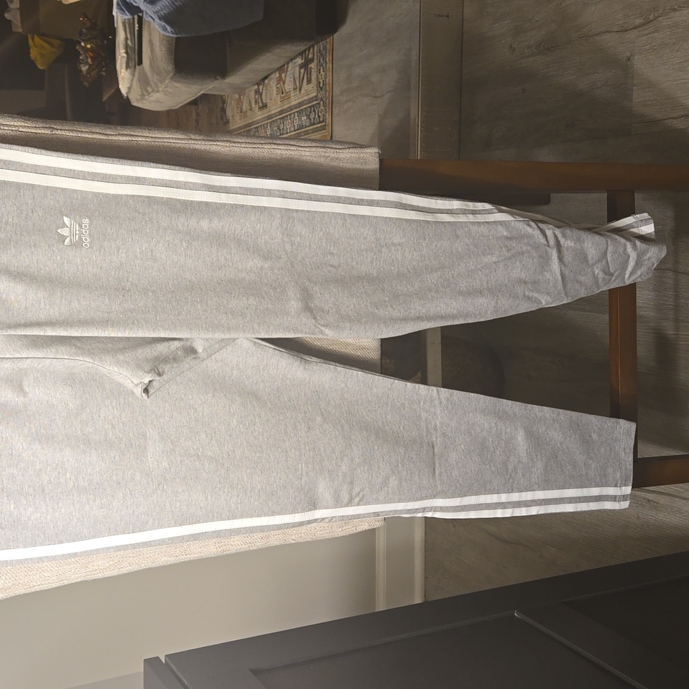 Adidas Grey Leggings - Tapered Three White Stripes NWT Size Large
